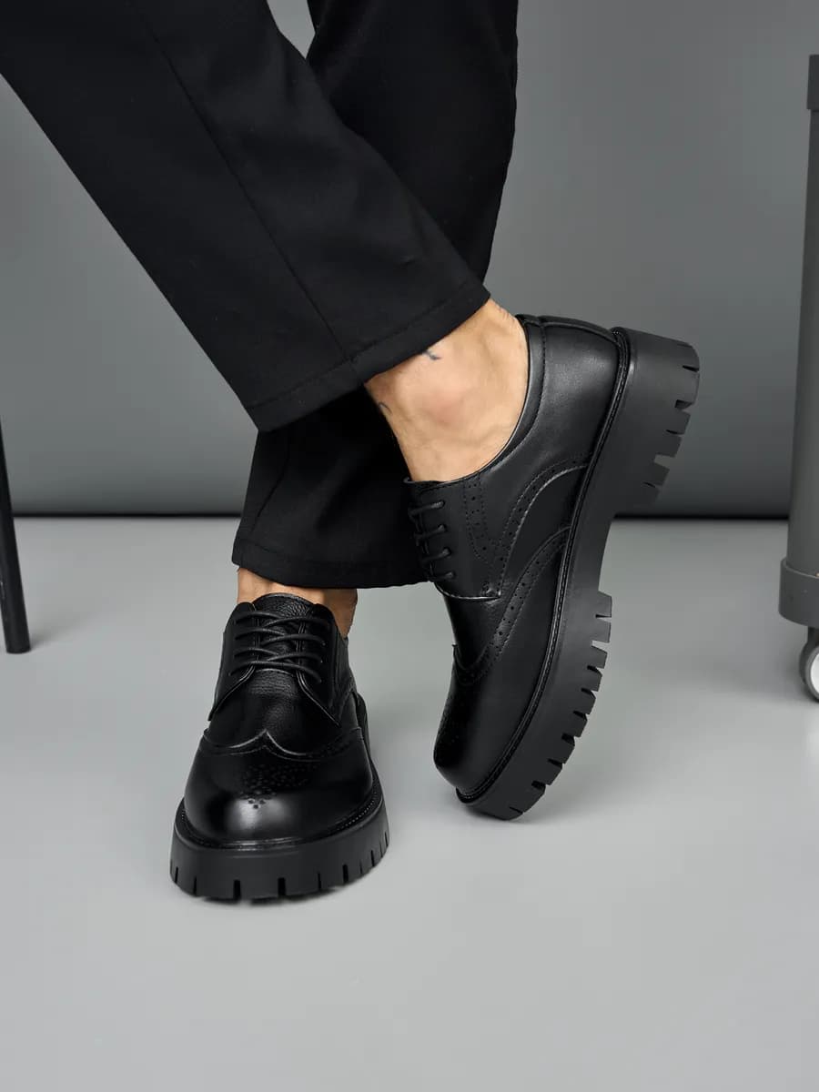 Туфли мужские из кожи на высокой подошве