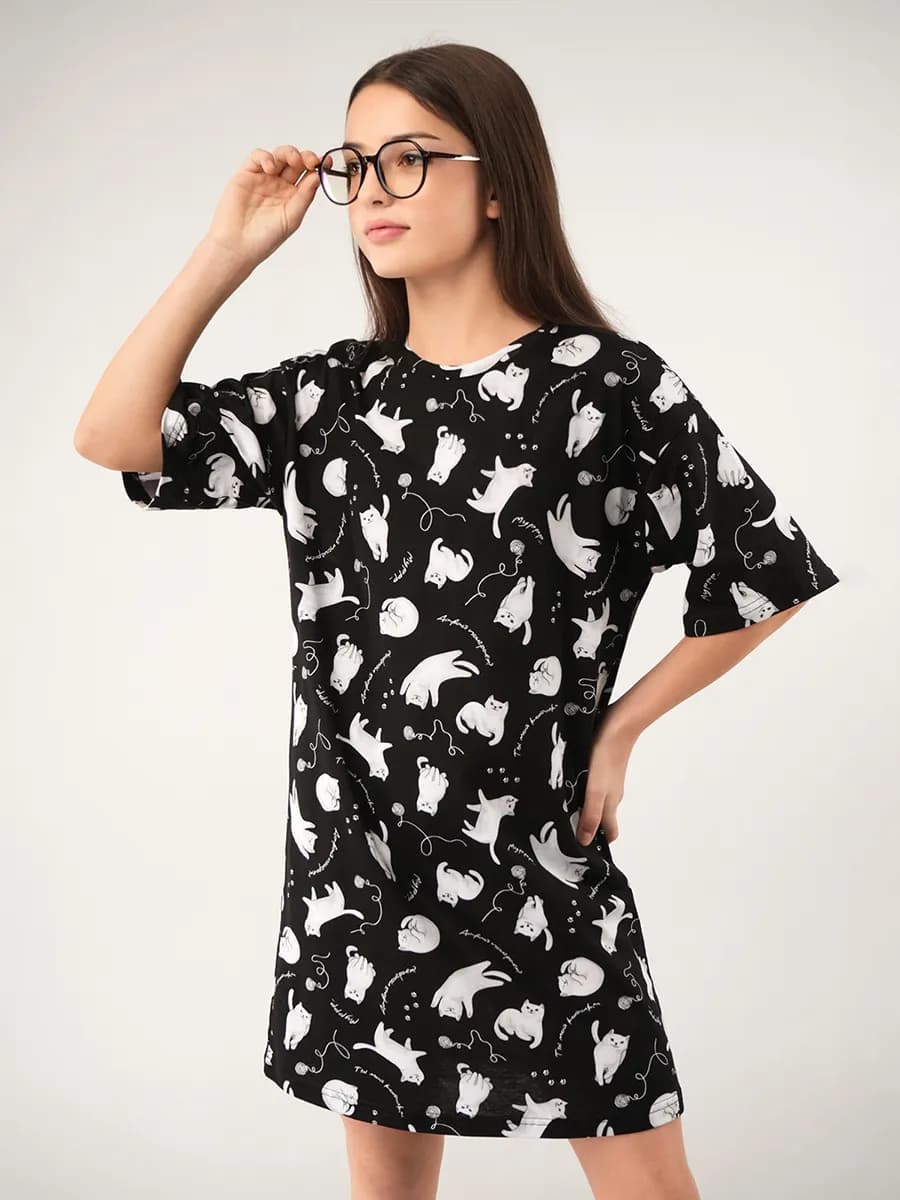 Туника детская оверсайз с принтом платье домашнее