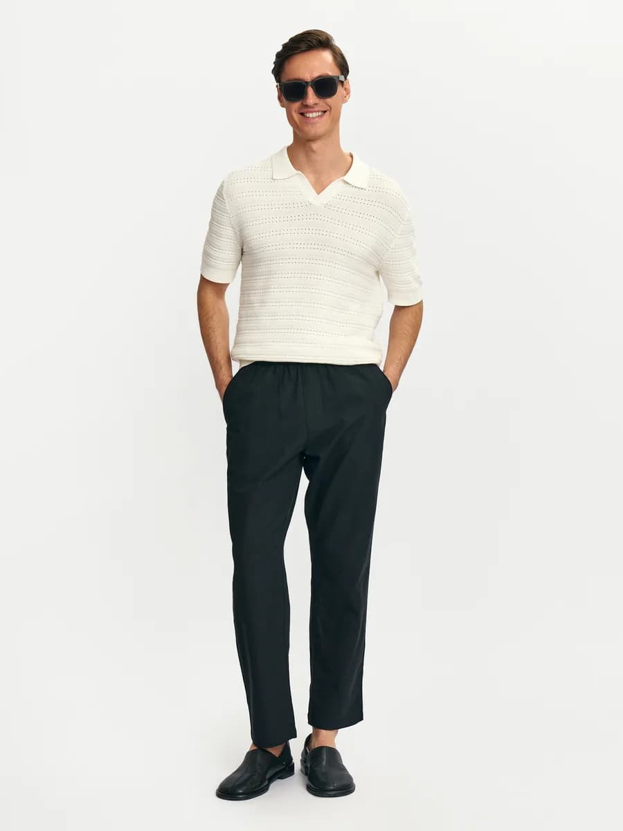 Мужские льняные брюки на резинке