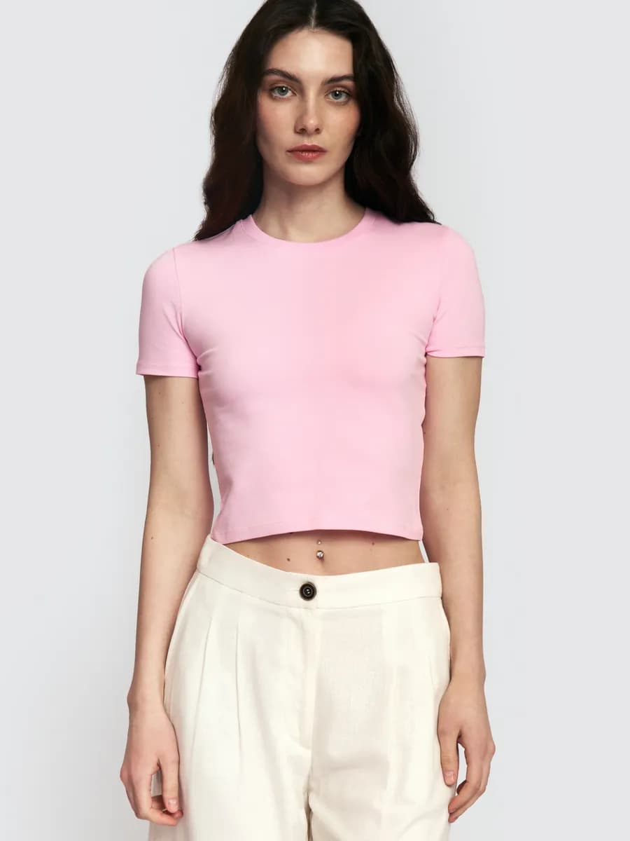 Женская короткая футболка-топ из хлопка