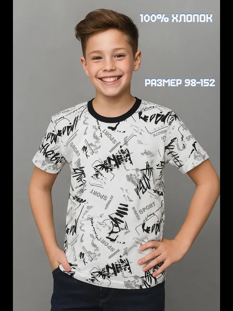 футболка детская хлопок с принтом
