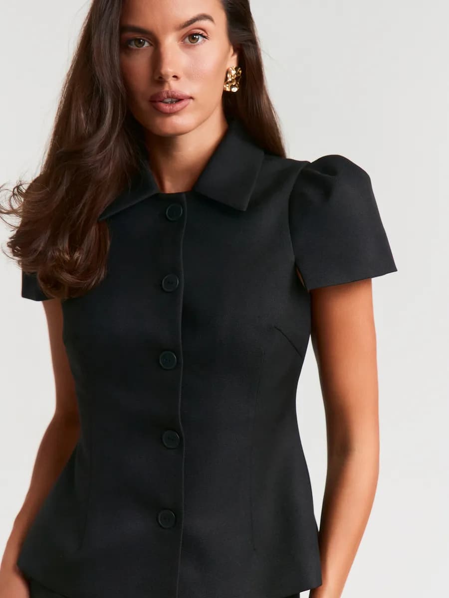 Жакет пиджак приталенный вечерний с коротким рукавом