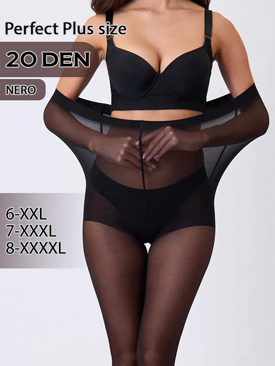 Колготки капроновые Plus size 20D с усиленными шортиками