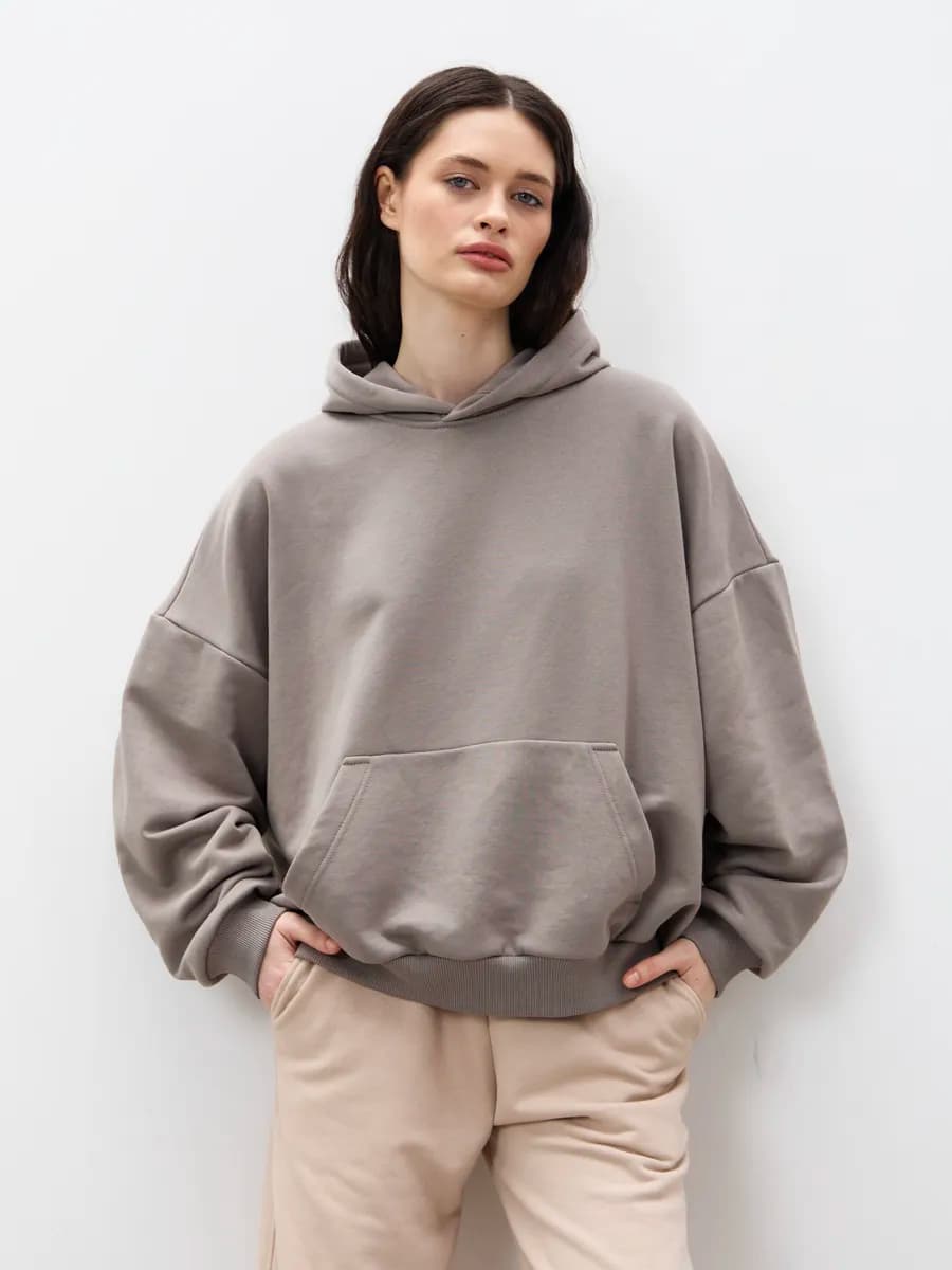 Худи оверсайз с капюшоном без начеса