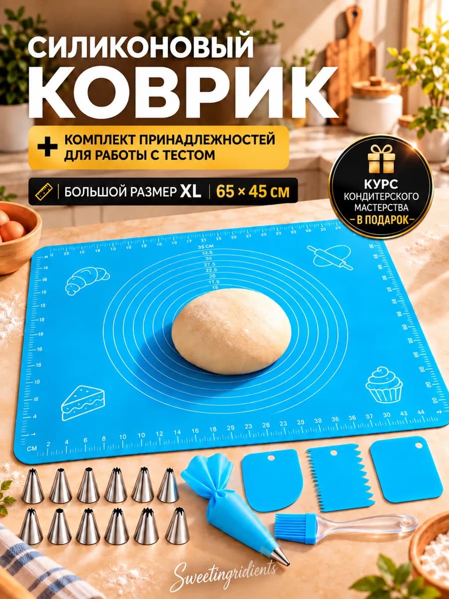 Силиконовый коврик для раскатки теста