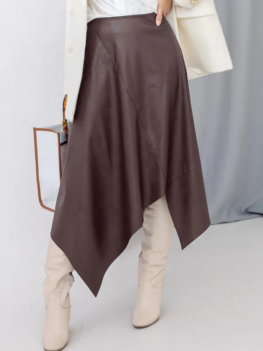 Юбка кожаная асимметричная