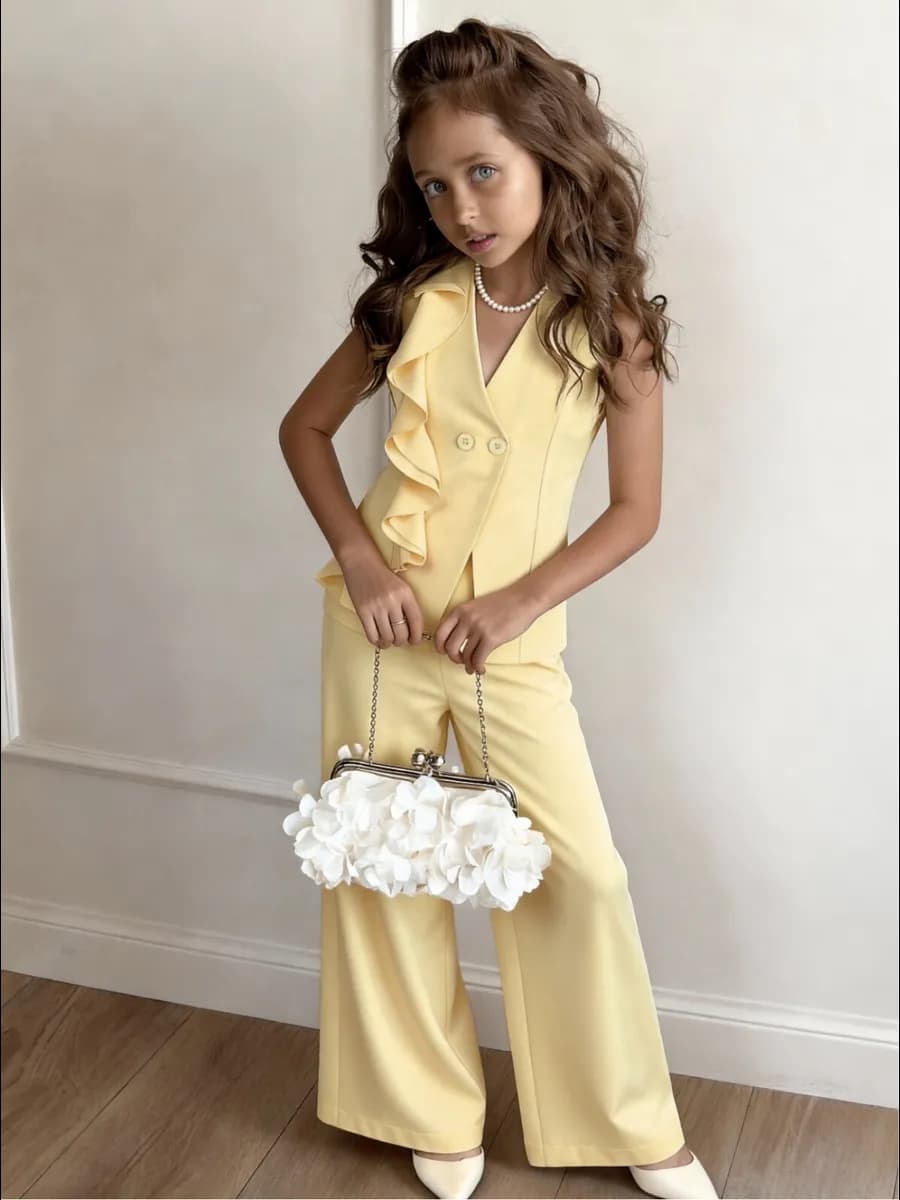 Нарядный брючный костюм с жилеткой