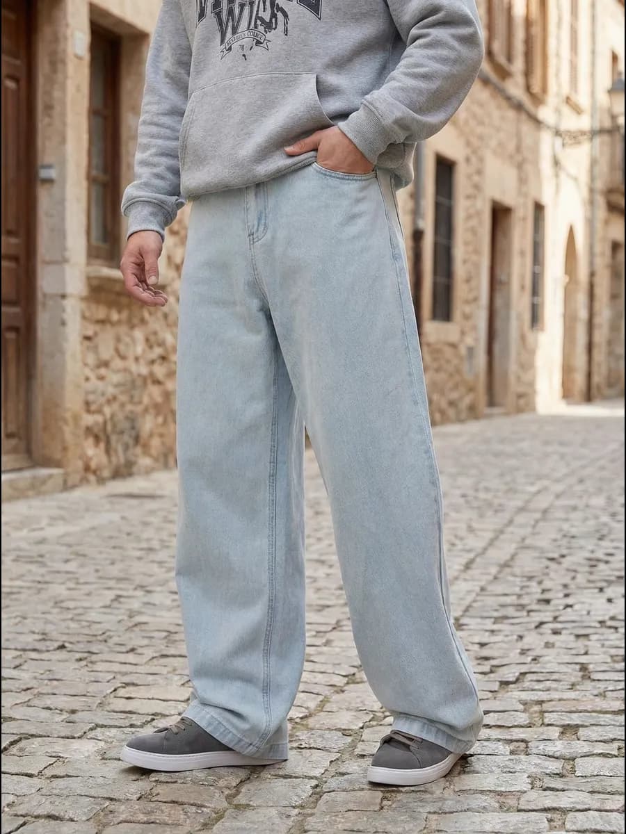 Джинсы прямые широкие трубы