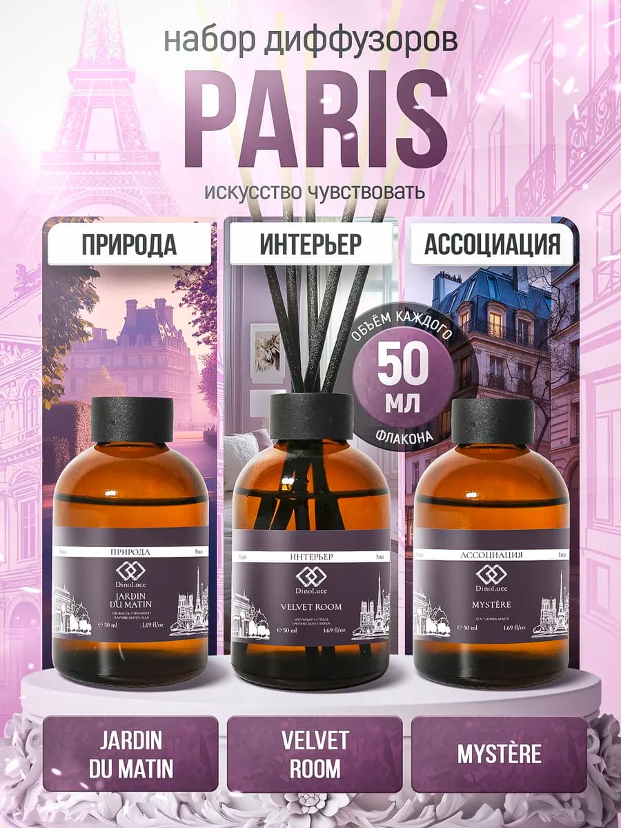 Диффузор для дома с палочками стойкий набор 3 штуки по 50 мл