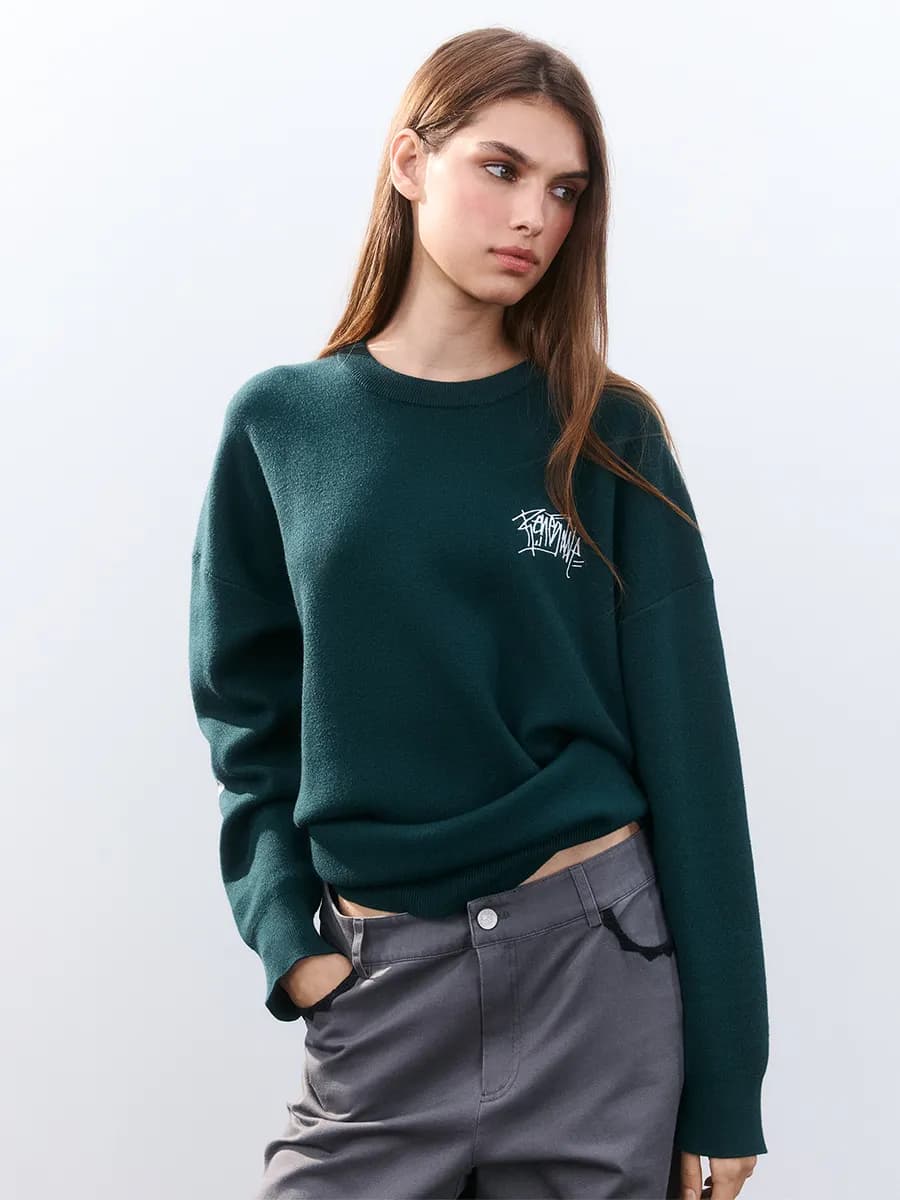 Джемпер оверсайз вязаный с принтом