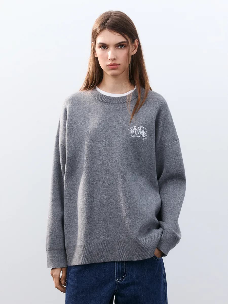 Джемпер оверсайз вязаный с принтом