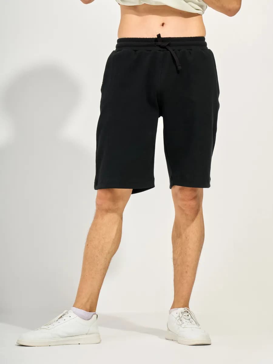 Шорты спортивные черные удлиненные домашние хлопок