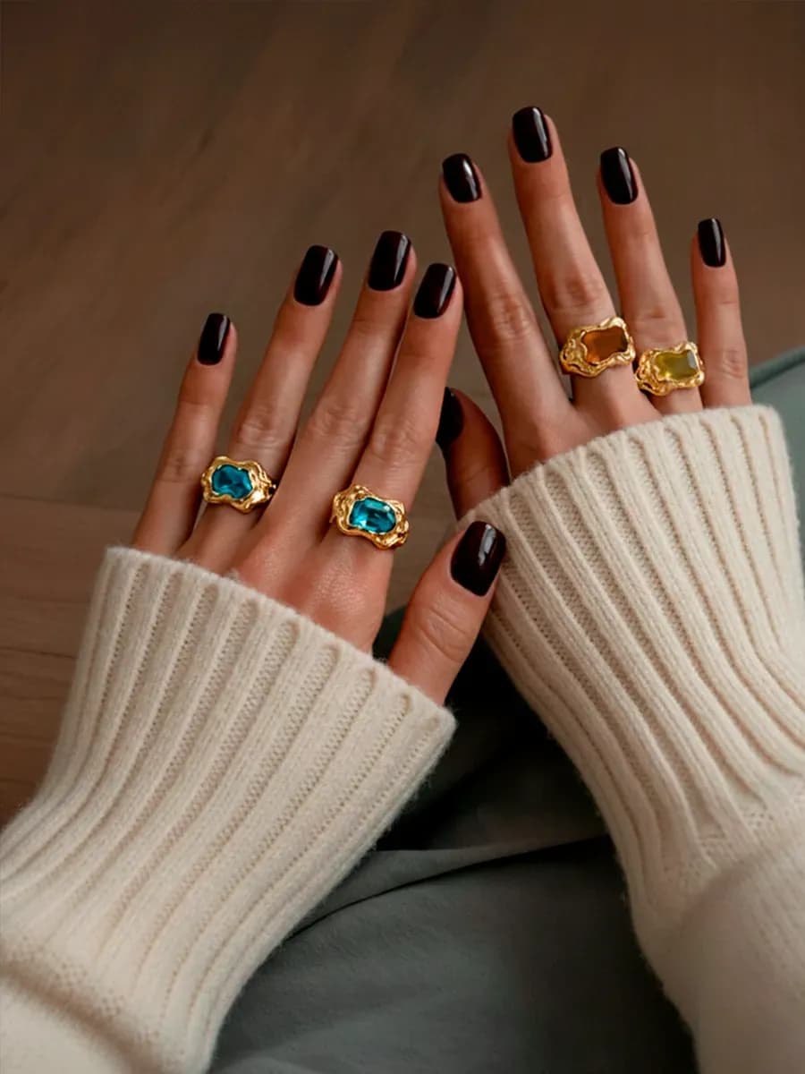 Набор колец бижутерия мятый металл