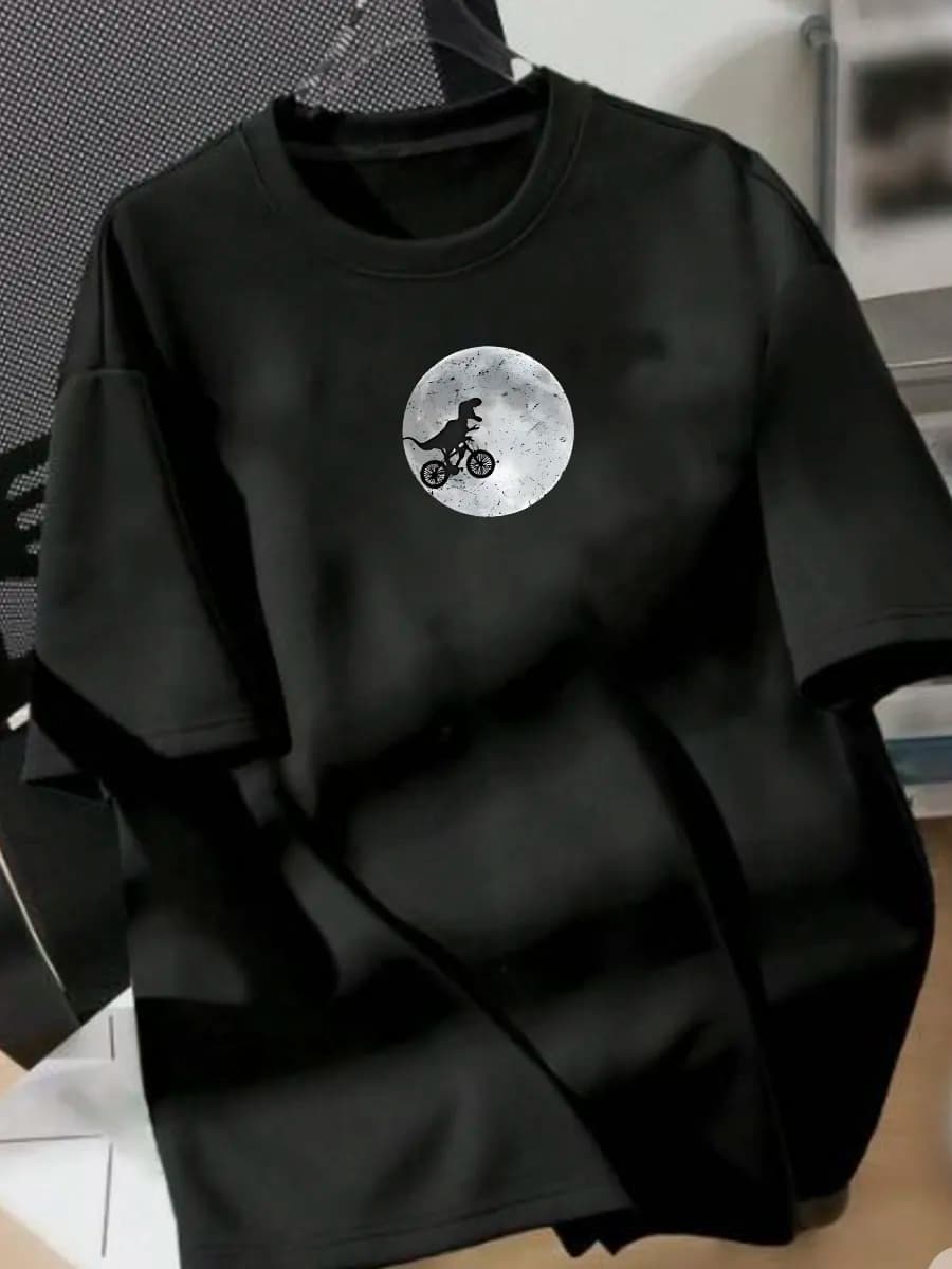 Футболка черная с принтом хлопок