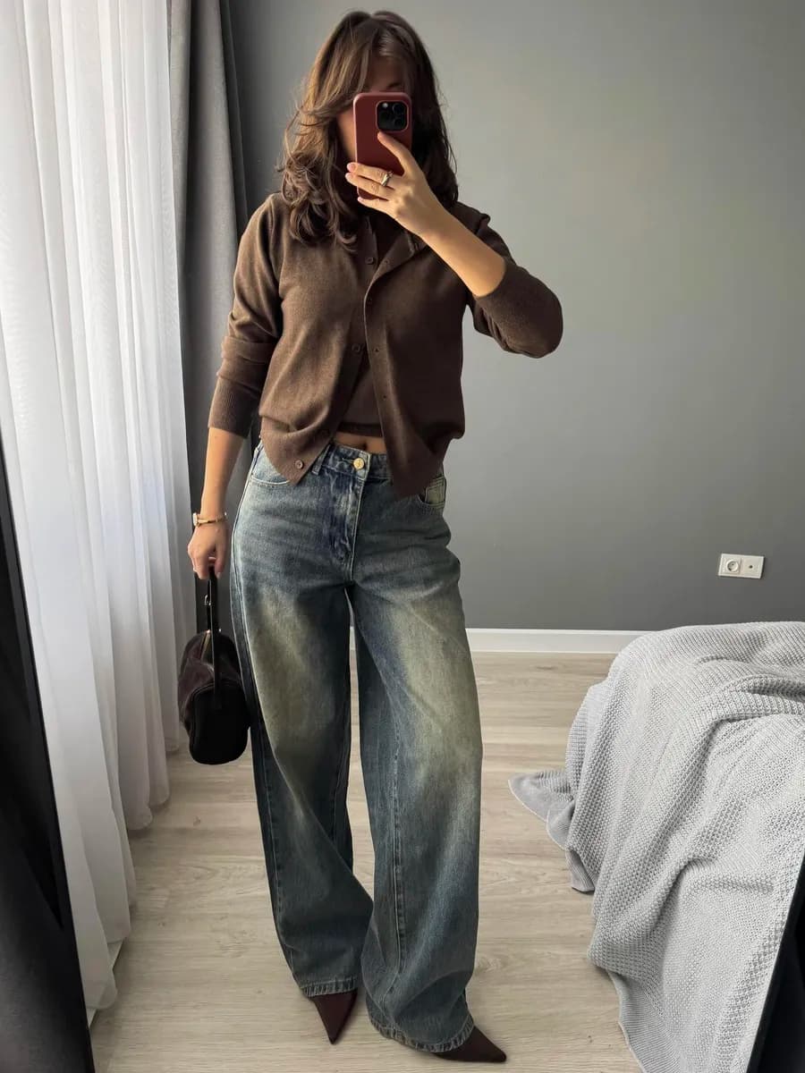 Джинсы прямые широкие багги