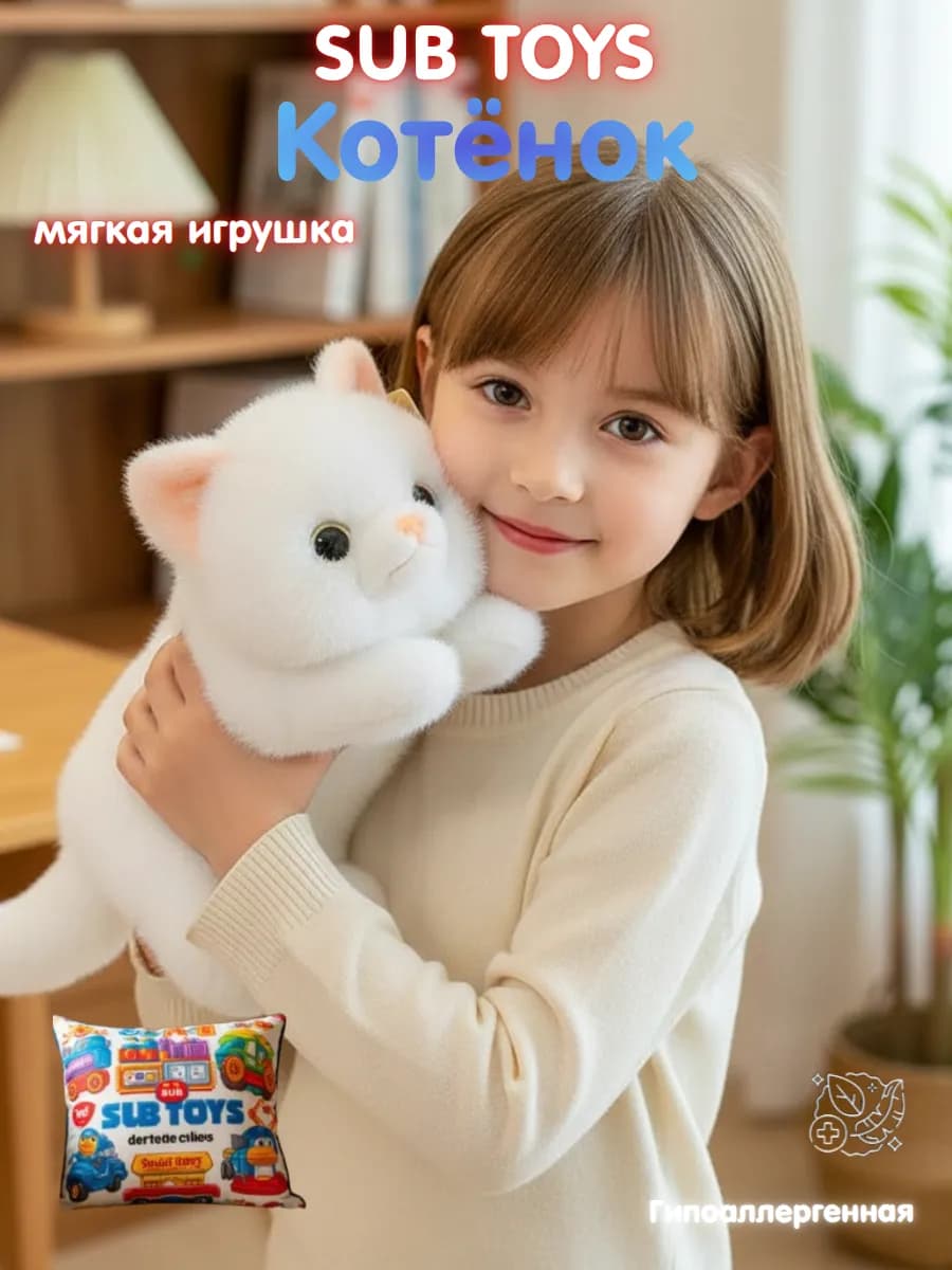 Мягкая игрушка котёнок 30 см для детей