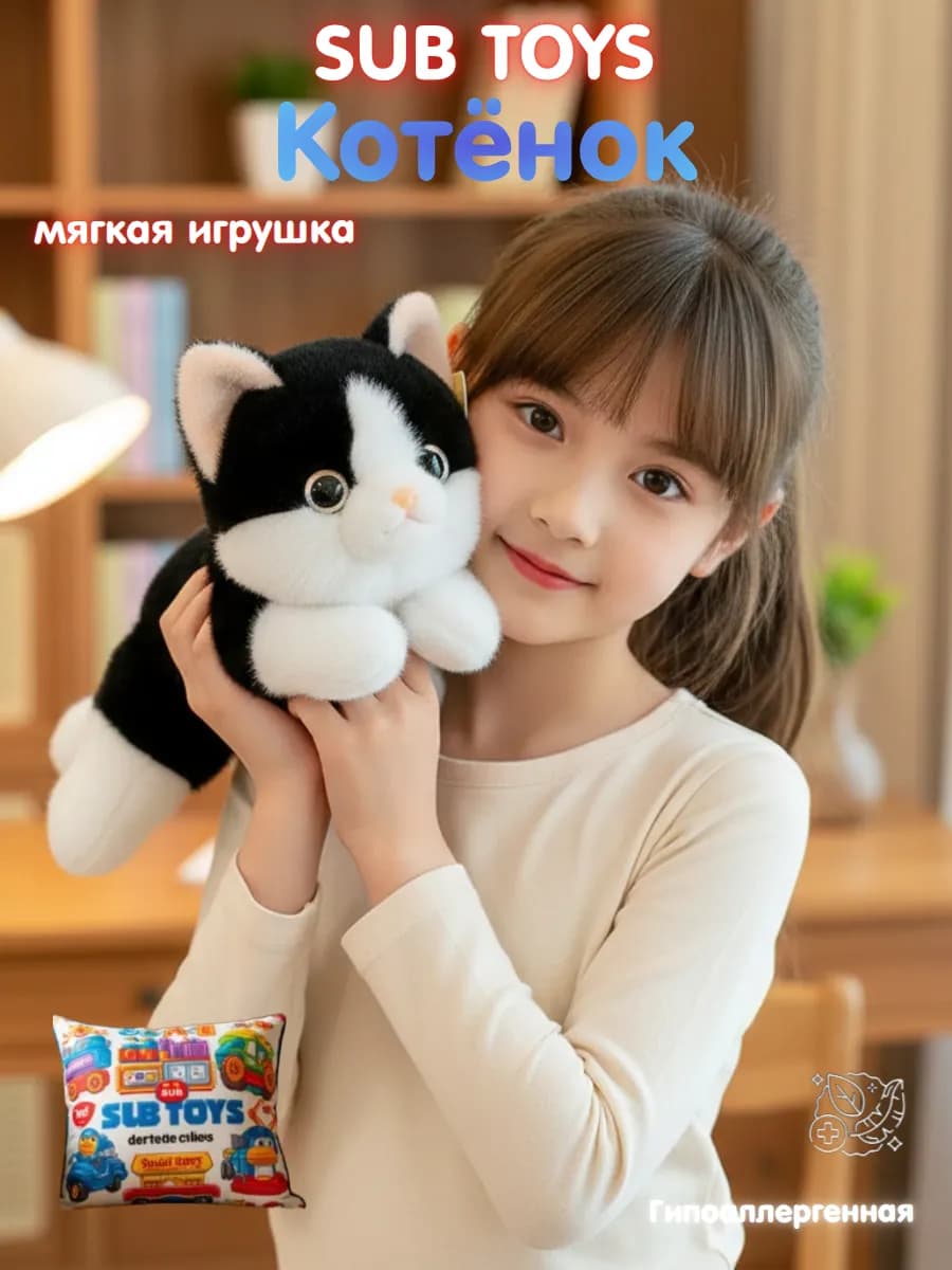 Мягкая игрушка котёнок 30 см для детей