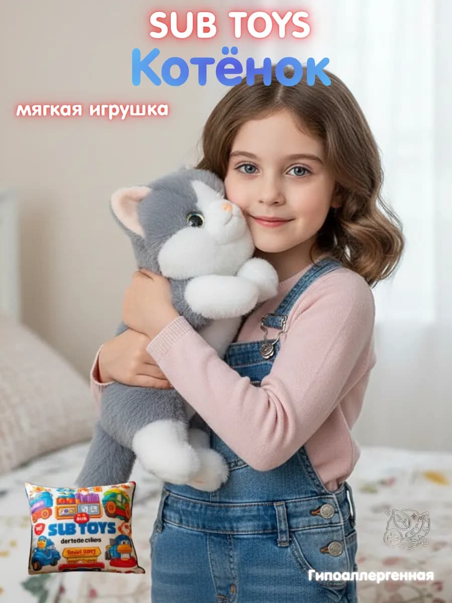 Мягкая игрушка котёнок 30 см для детей