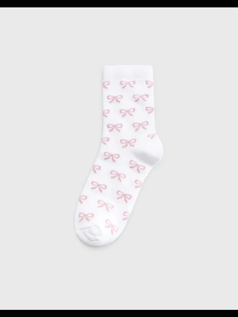 Белые носки с люрексом и принтом