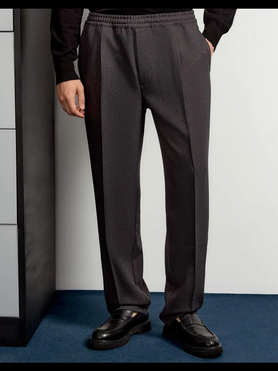 Тёмно-серые брюки Easy fit на резинке