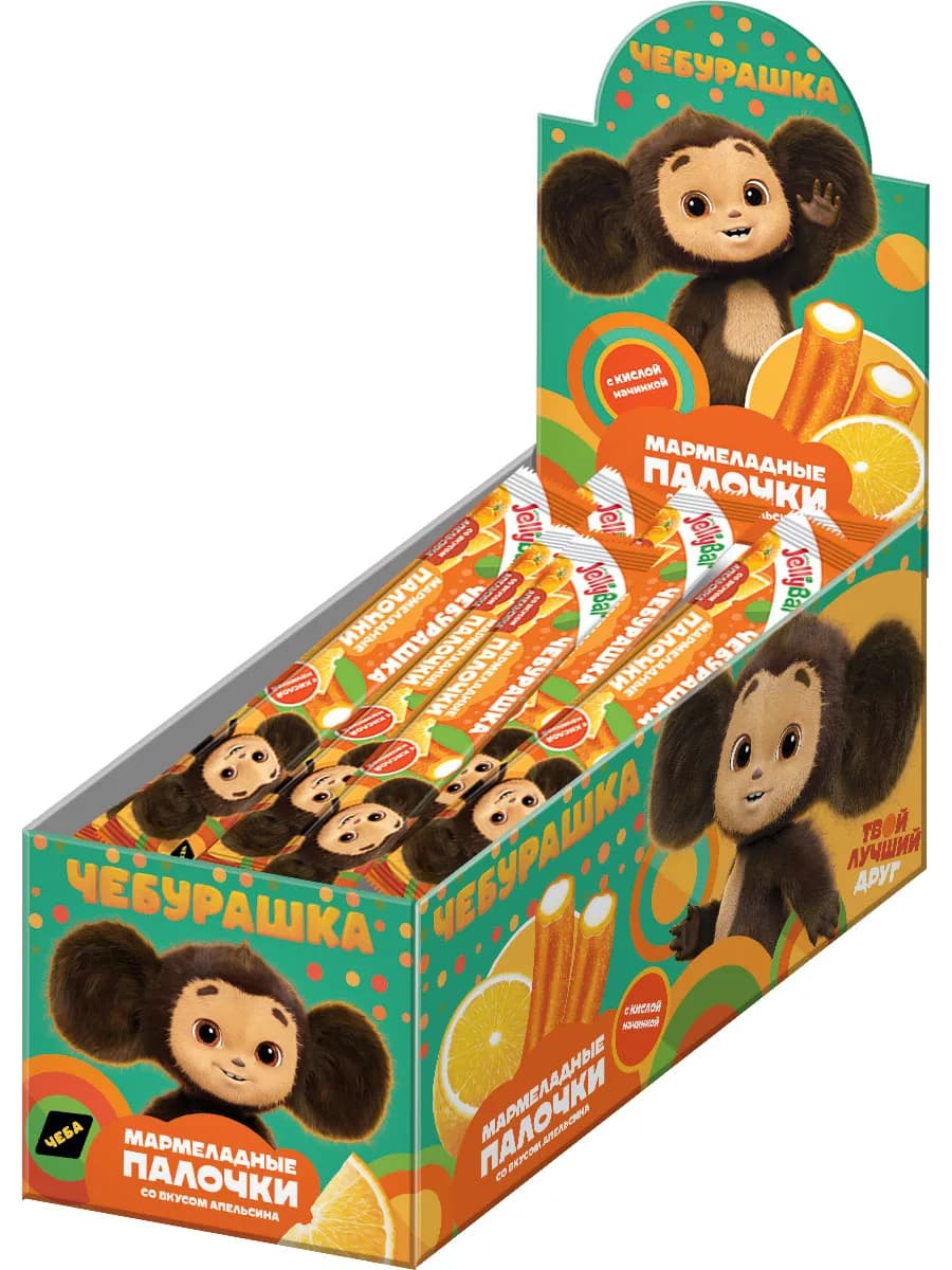 Мармеладные палочки Чебурашка Jellybar, 30 шт по 16г