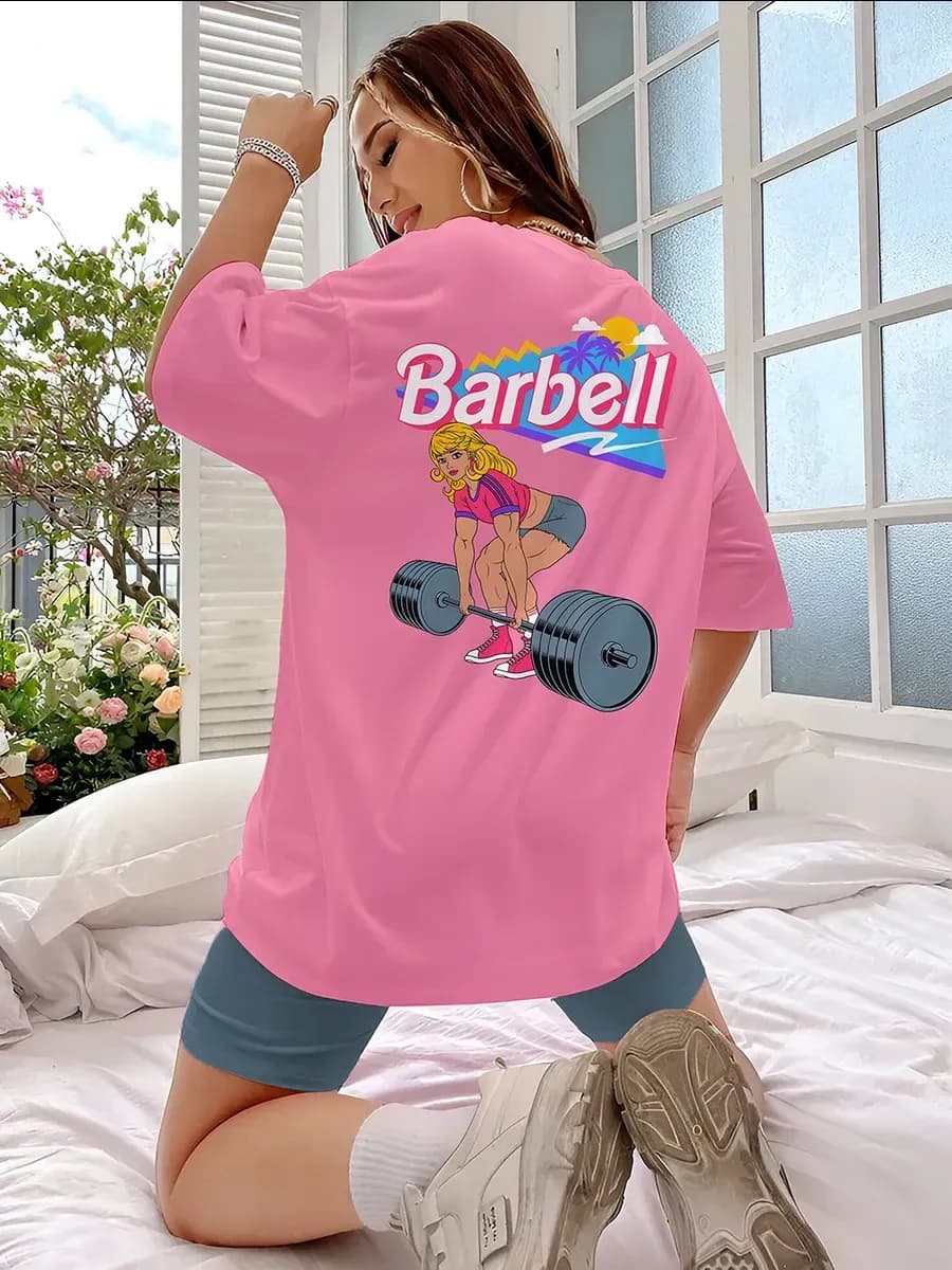 Футболка оверсайз розовая фитнес Barbell