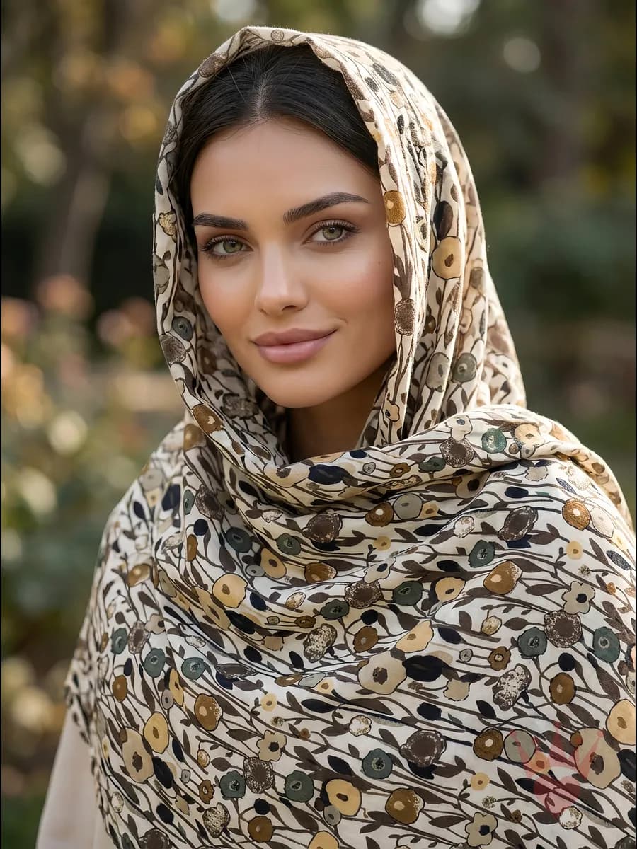 Шарф весенний легкий хлопковый палантин платок на голову