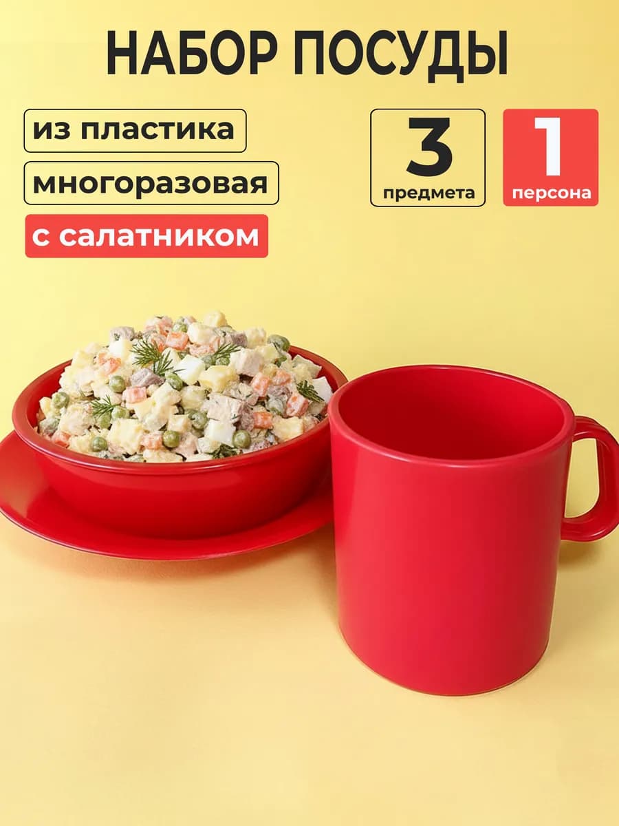 Набор пластиковой посуды многоразовой в роддом