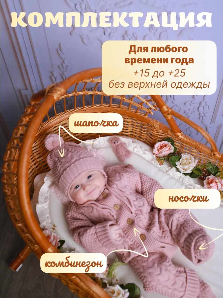 Комбинезон вязаный для новорожденных набор