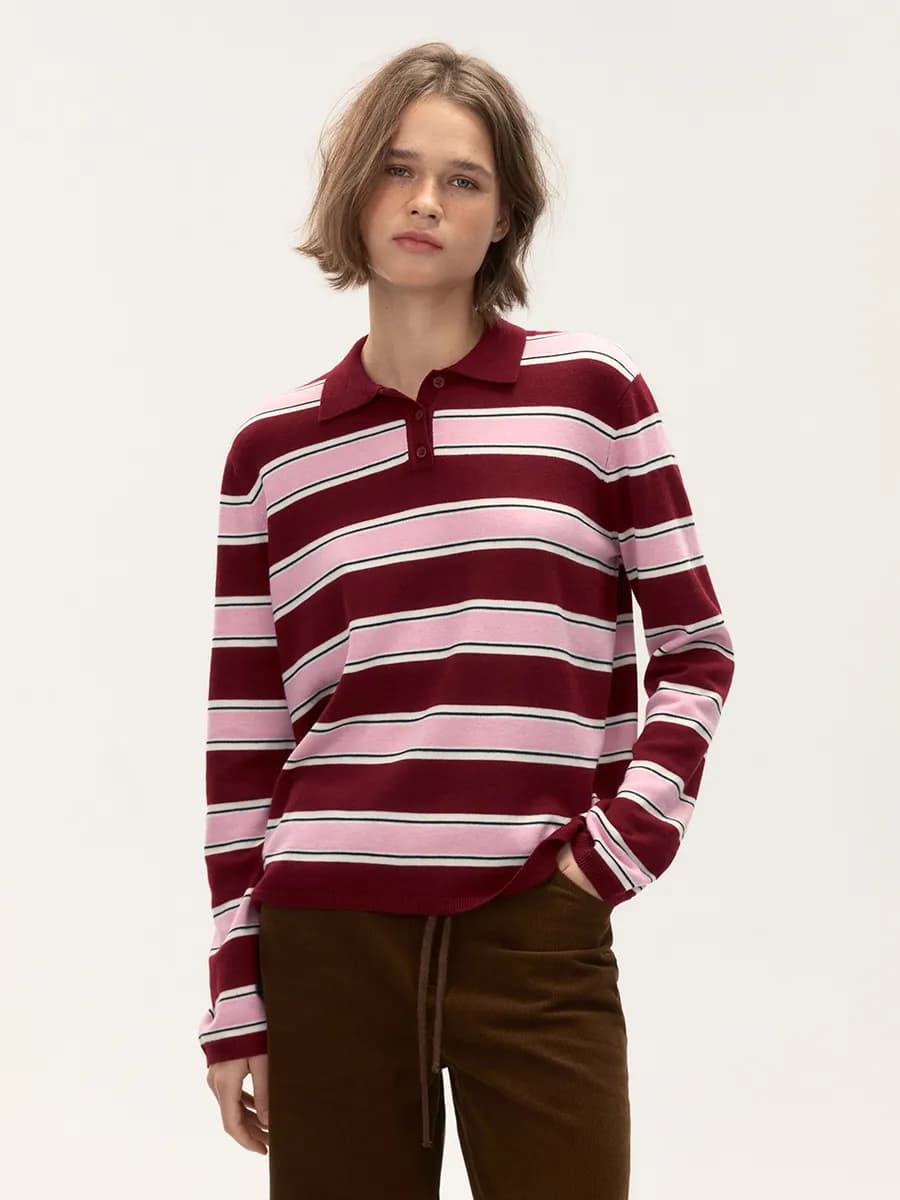 Джемпер-поло в полоску