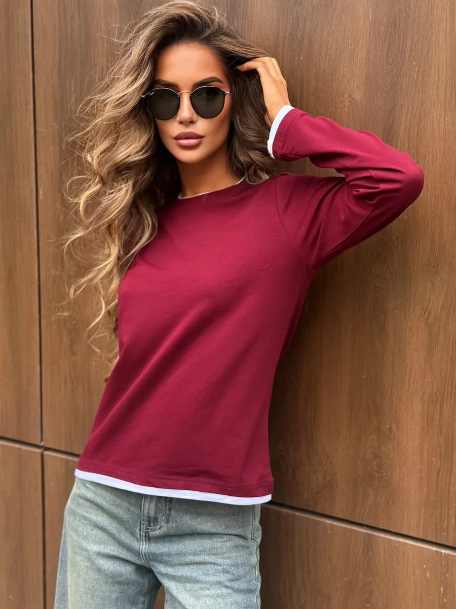 Лонгслив двойной хлопок