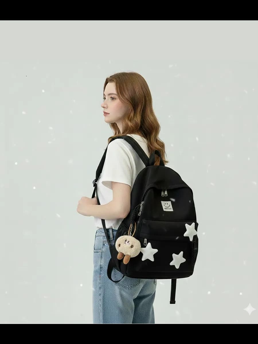 Рюкзак школьный подростковый с подвеской и звездами