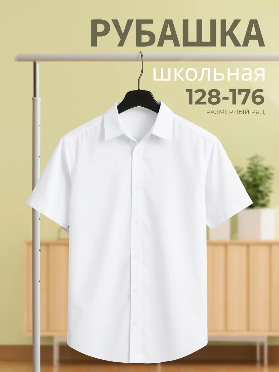 Рубашка школьная с коротким рукавом - фото 1