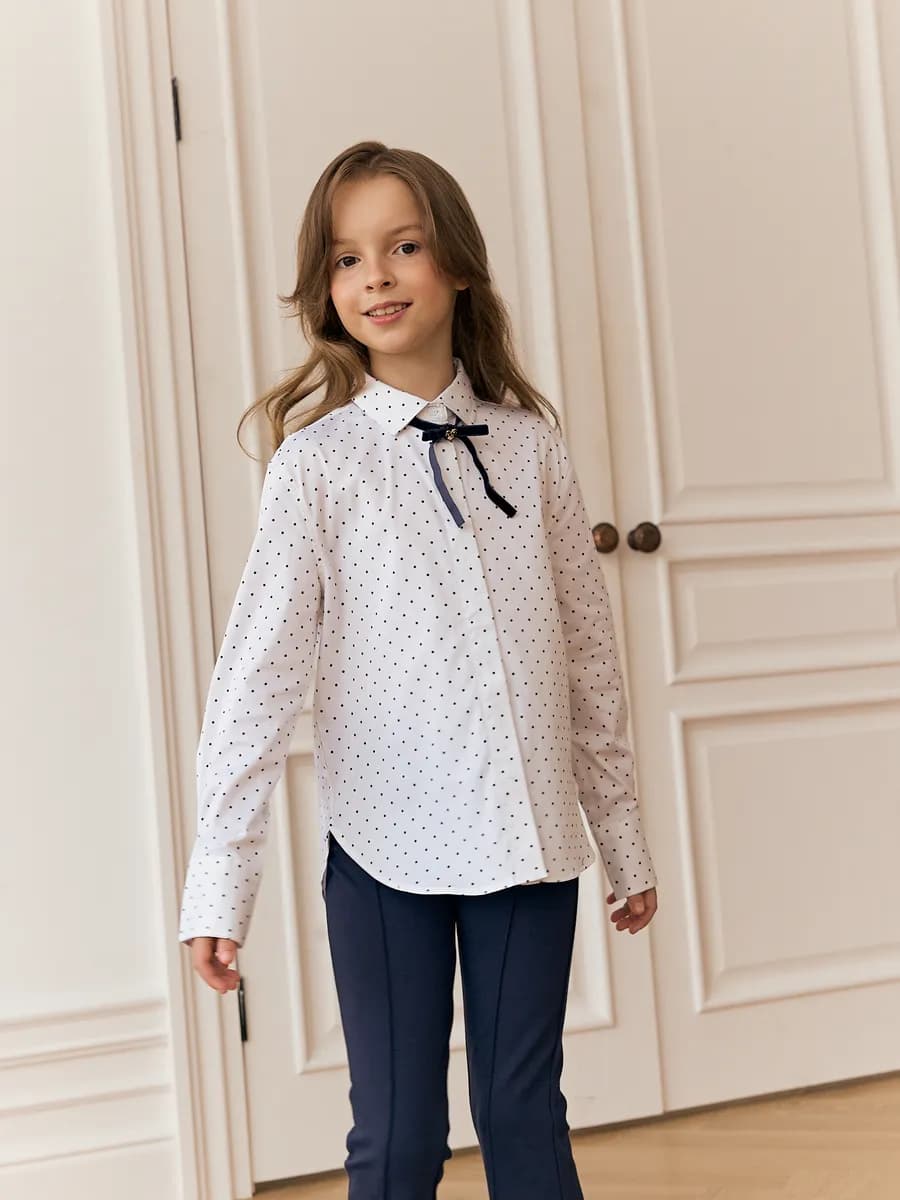 Блузка школьная на кнопках с длинным рукавом