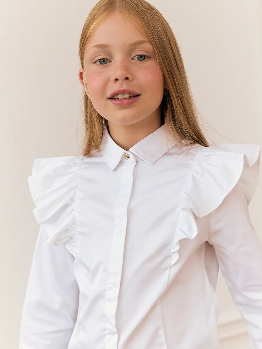 Блузка школьная на кнопках с длинным рукавом
