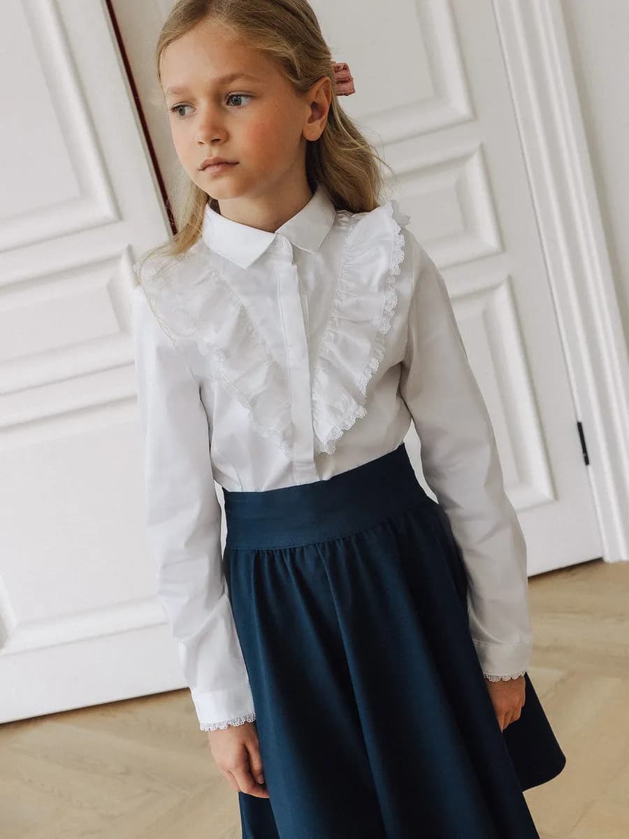 Блузка школьная на кнопках с длинным рукавом