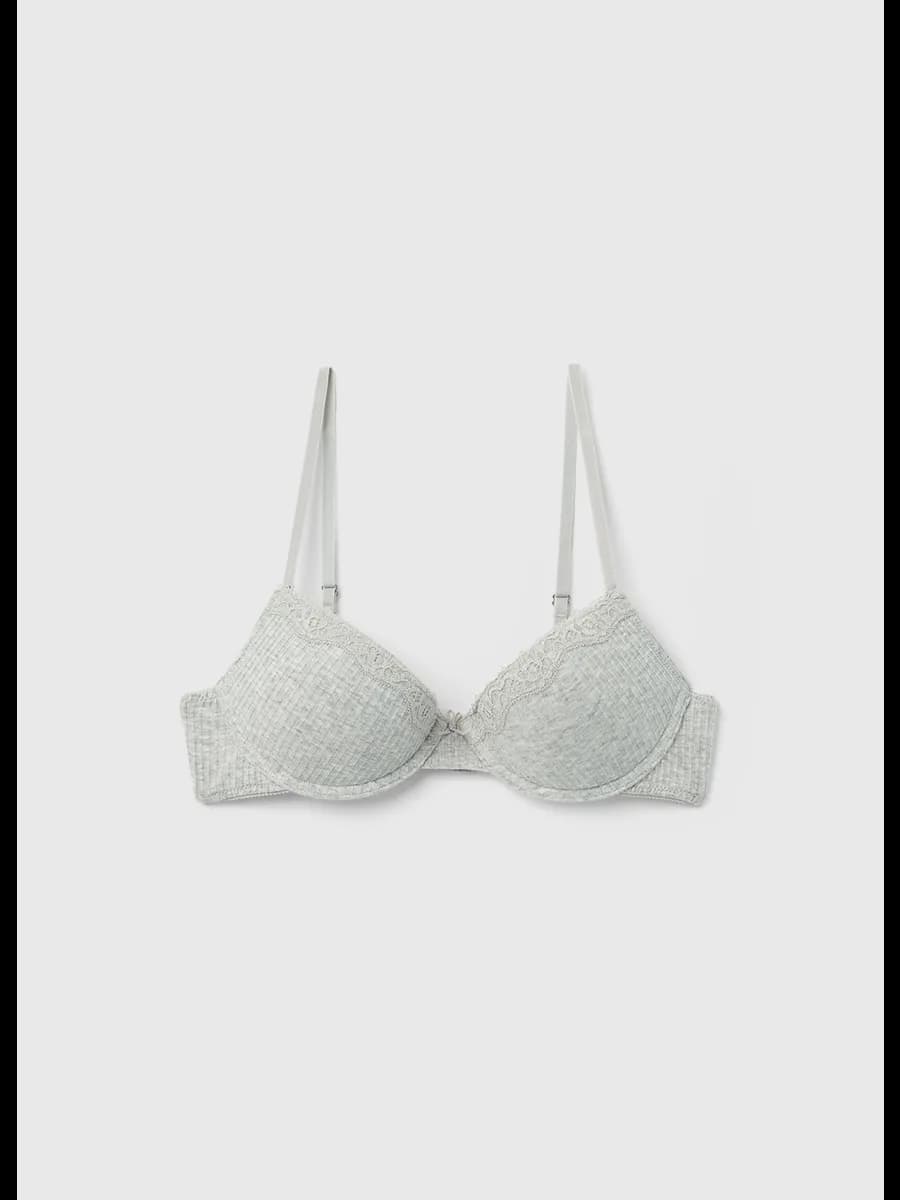 Бюстгальтер хлопковый с кружевом - фото 1