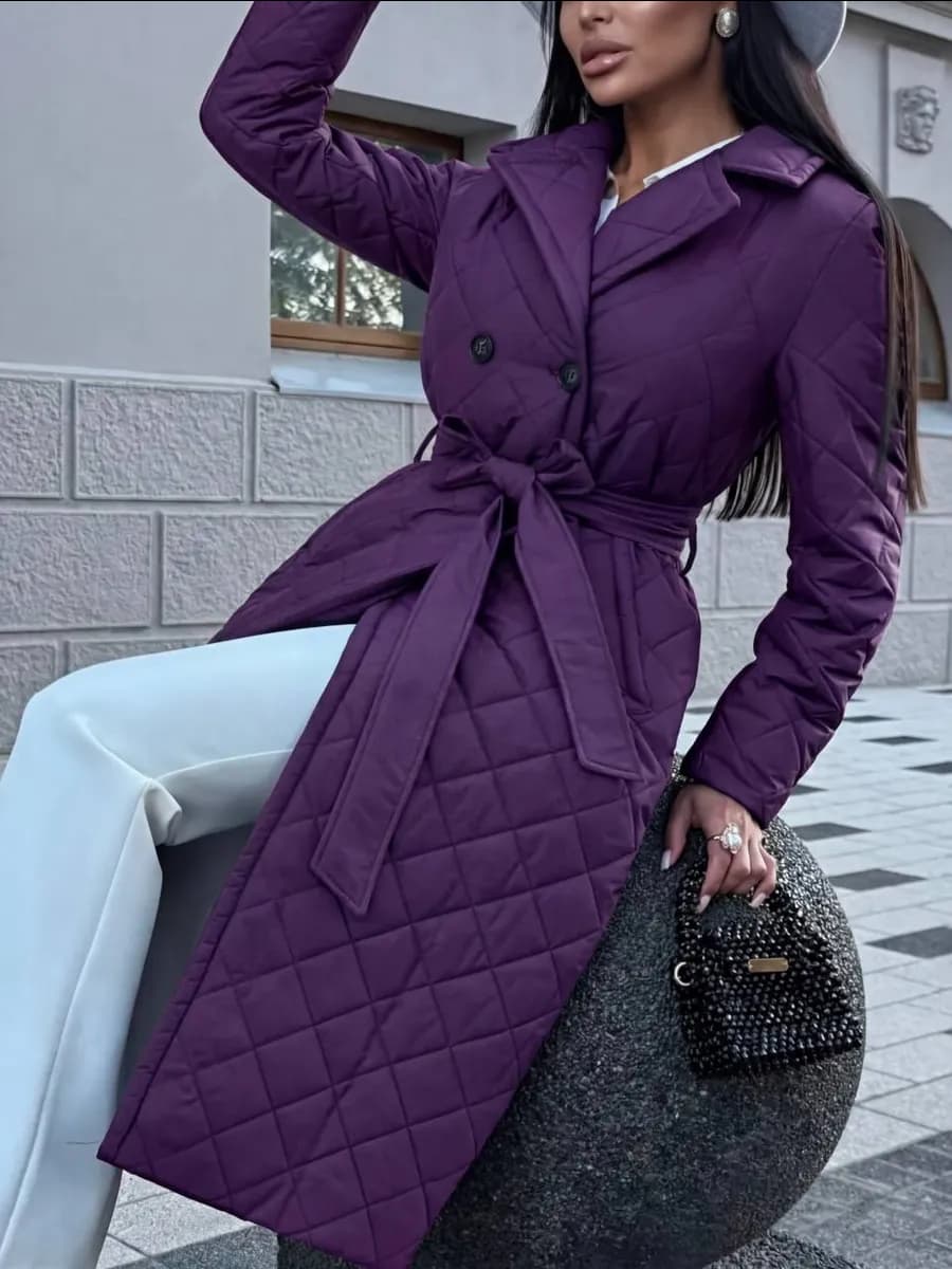 Пальто демисезонное стеганое длинное