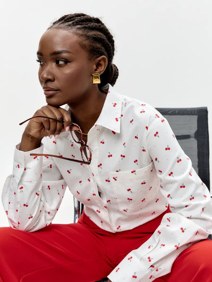 Рубашка хлопковая с принтом