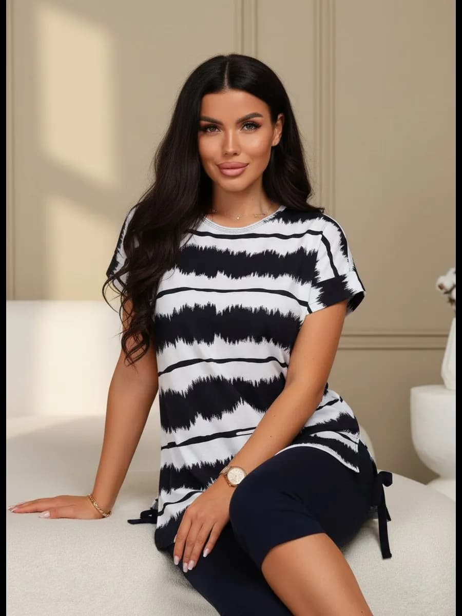 Костюм домашний с бриджами хлопковый новогодний