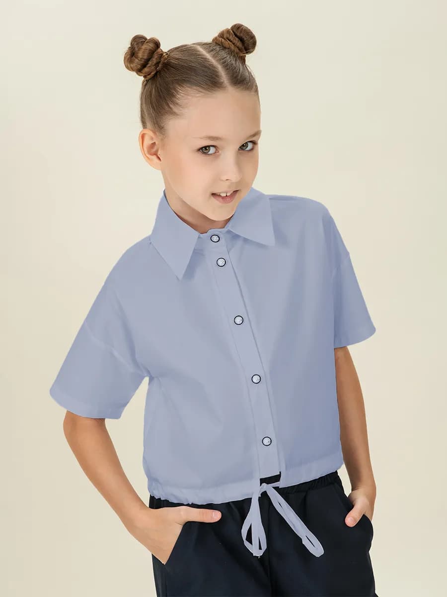 Блузка-рубашка короткая в школу