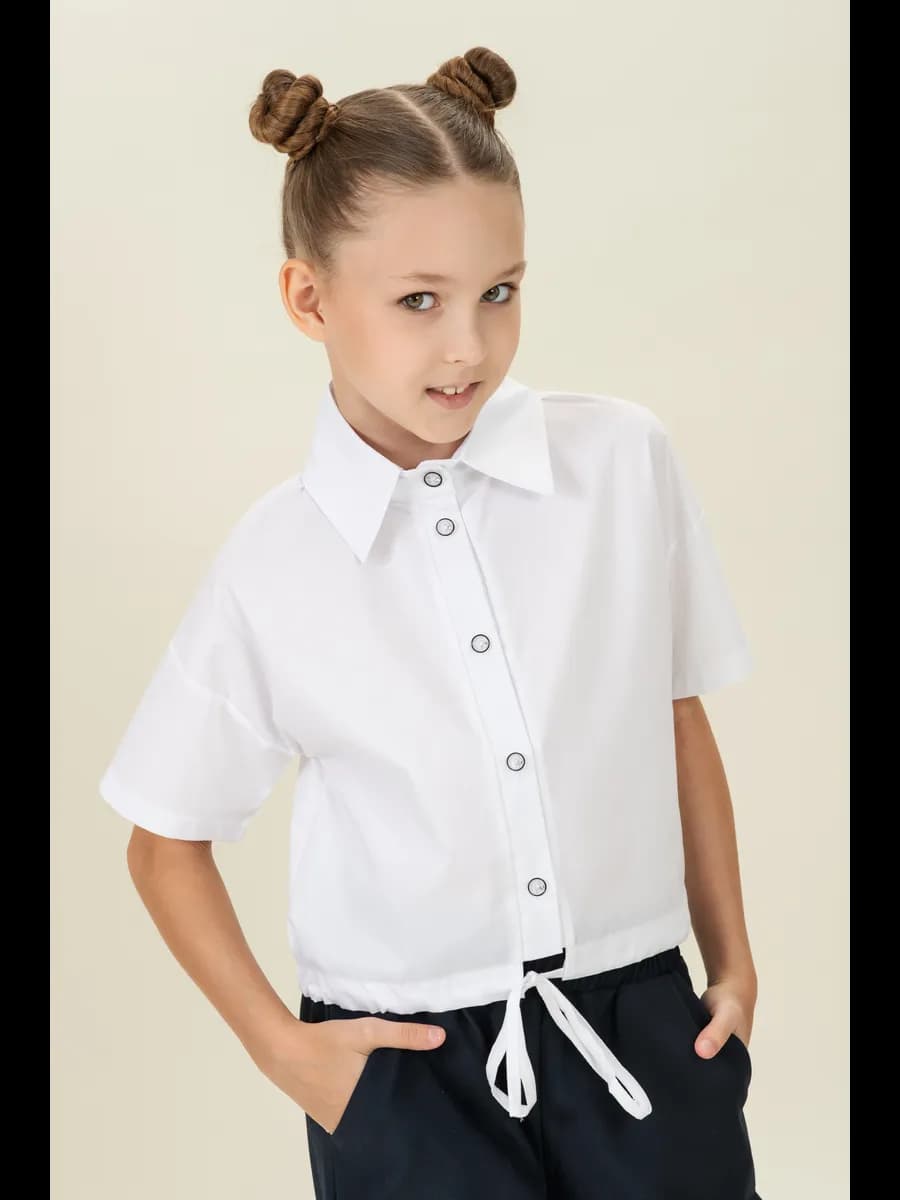 Блузка-рубашка короткая в школу для подростка