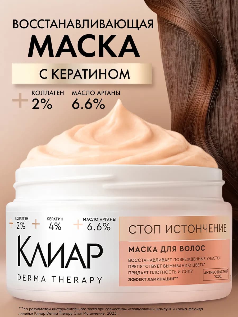 Маска для волос с кератином и коллагеном восстанавливающая