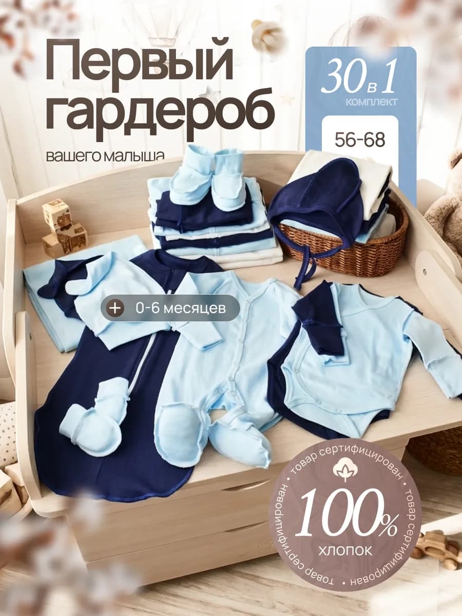 Комплект одежды для новорожденных малышей 30 в 1