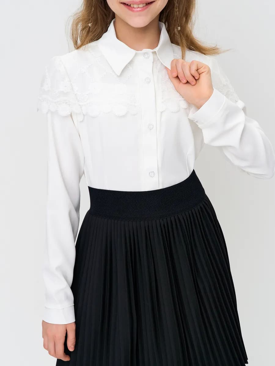 Блузка школьная нарядная с длинным рукавом - фото 1