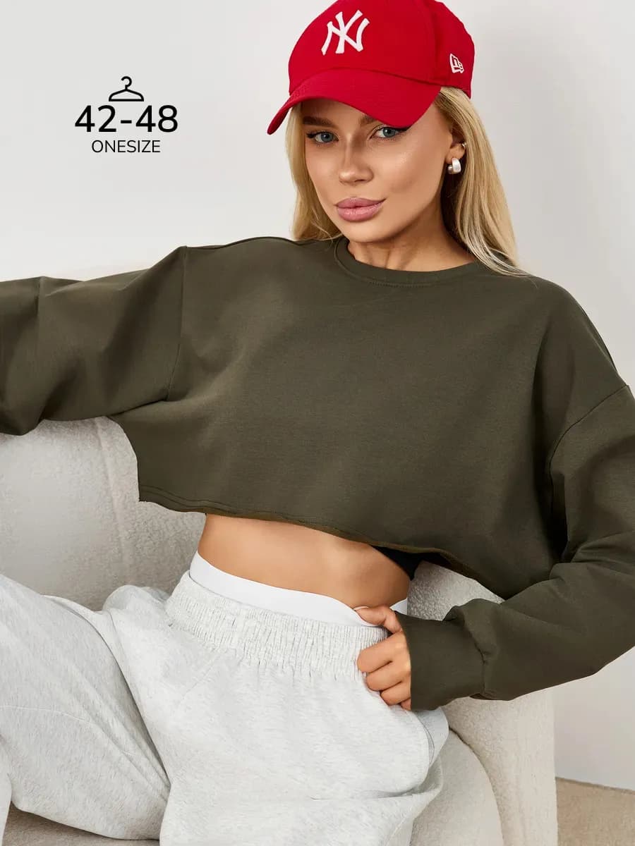 Свитшот оверсайз укороченный - фото 1