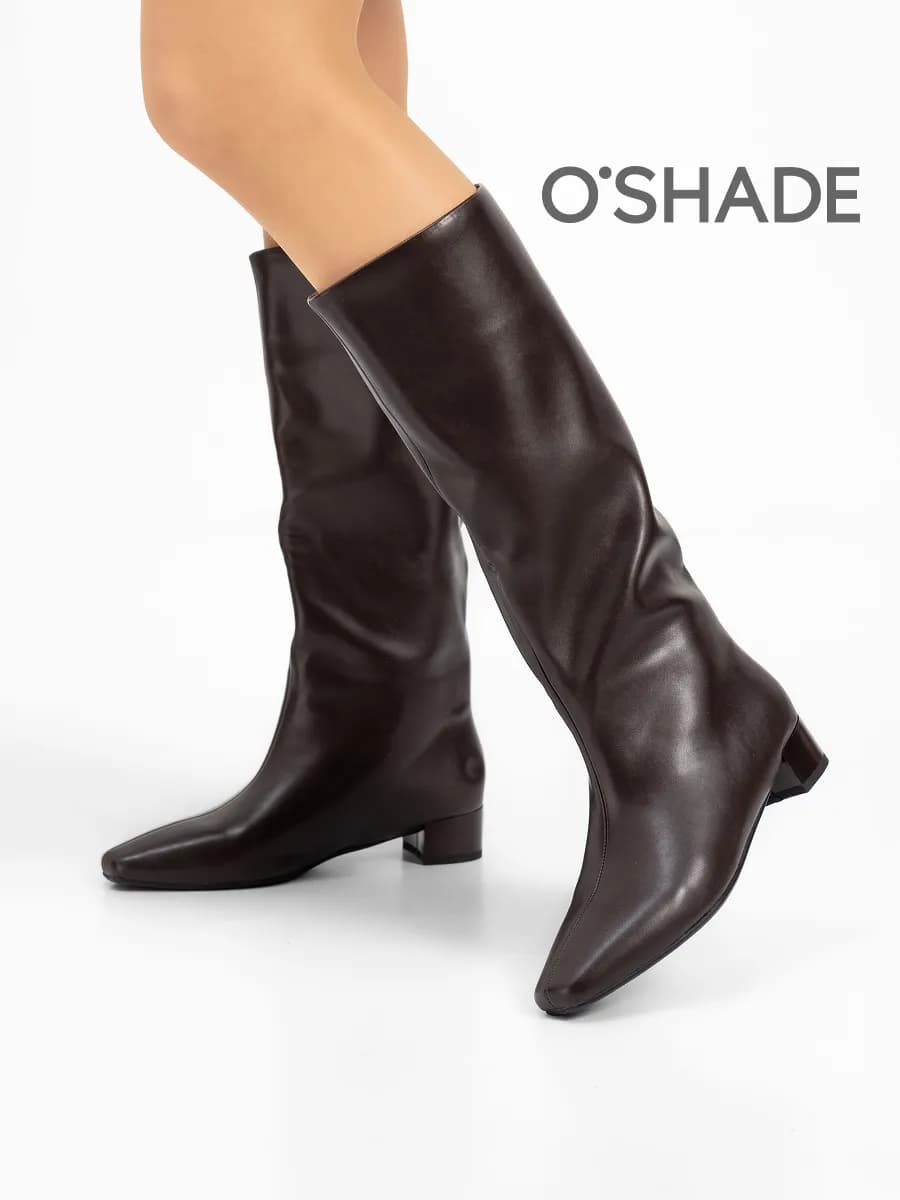 O'SHADE Сапоги трубы женские демисезонные коричневые