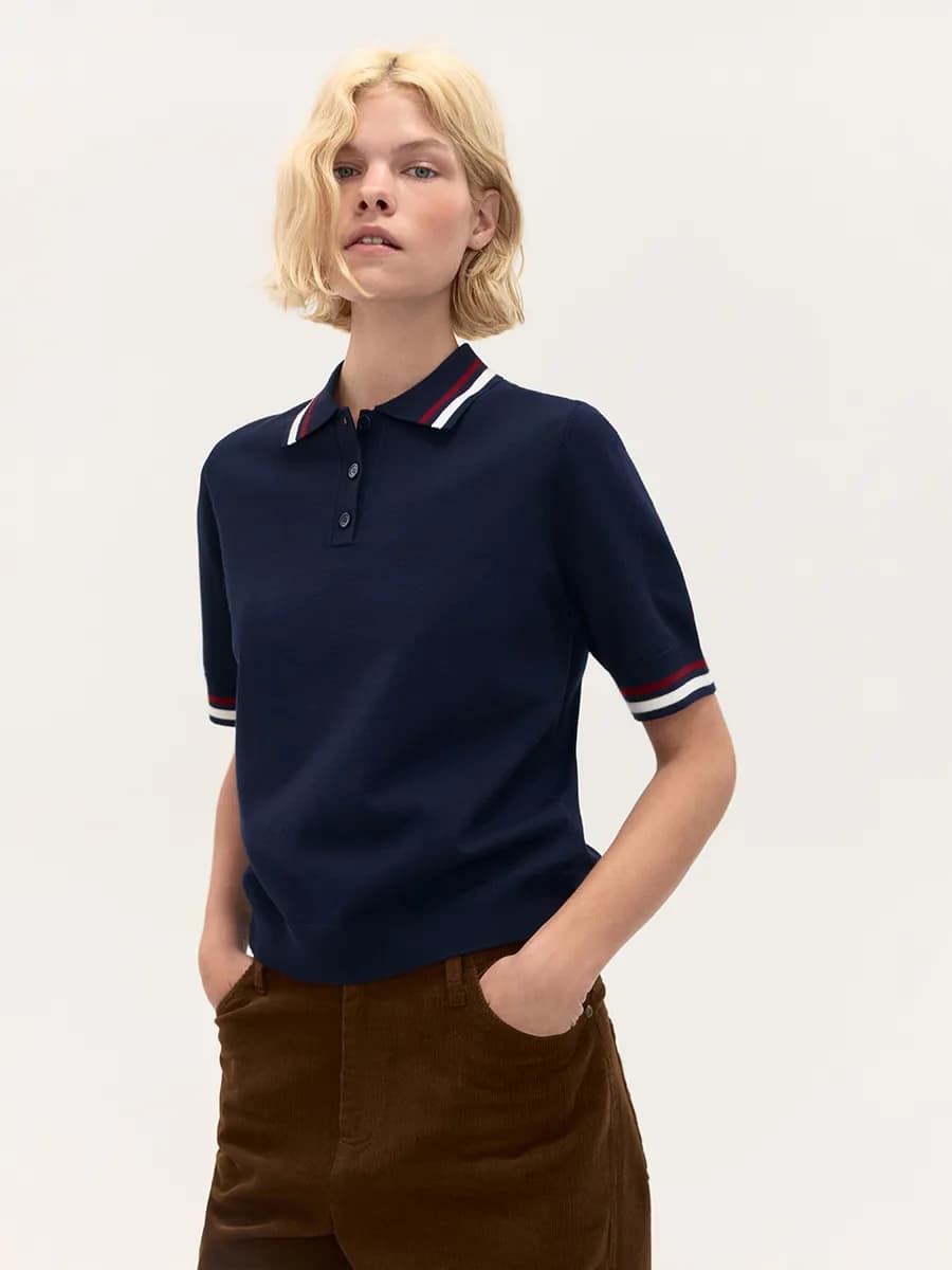 Джемпер-поло вязаный из вискозы