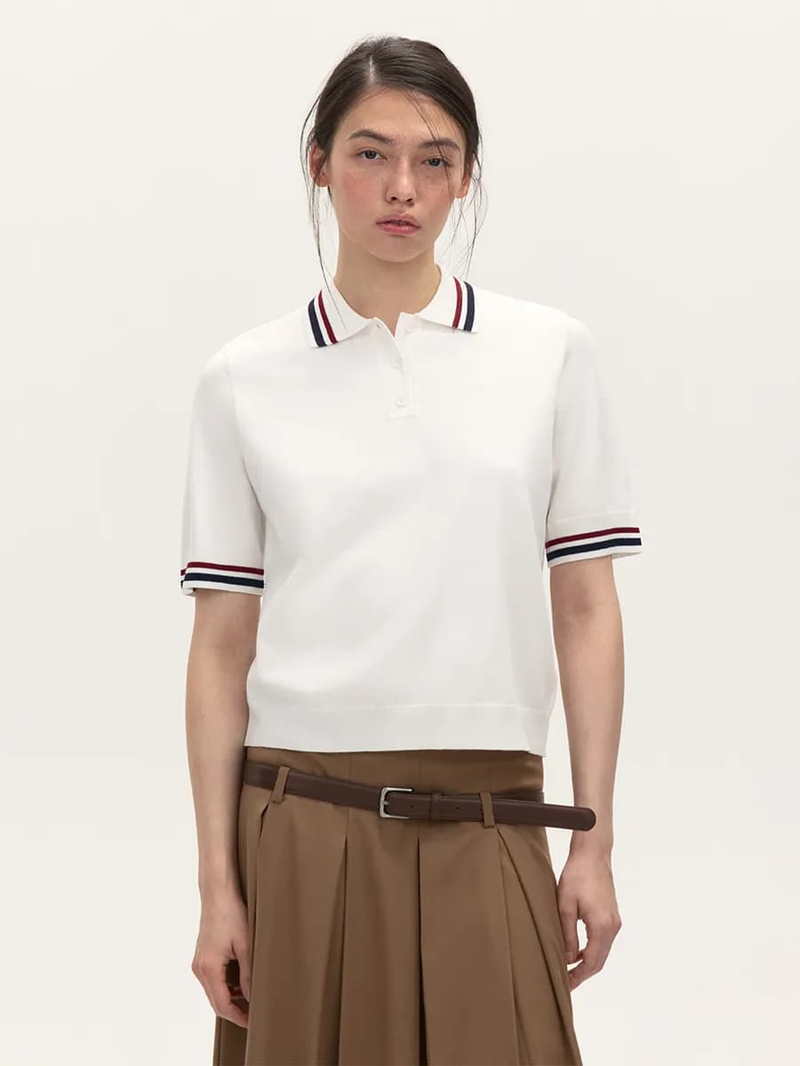 Джемпер-поло вязаный из вискозы