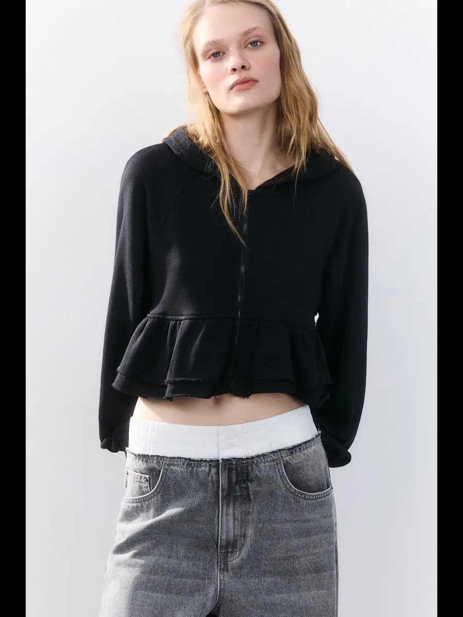 Худи-зипка укороченная с оборками